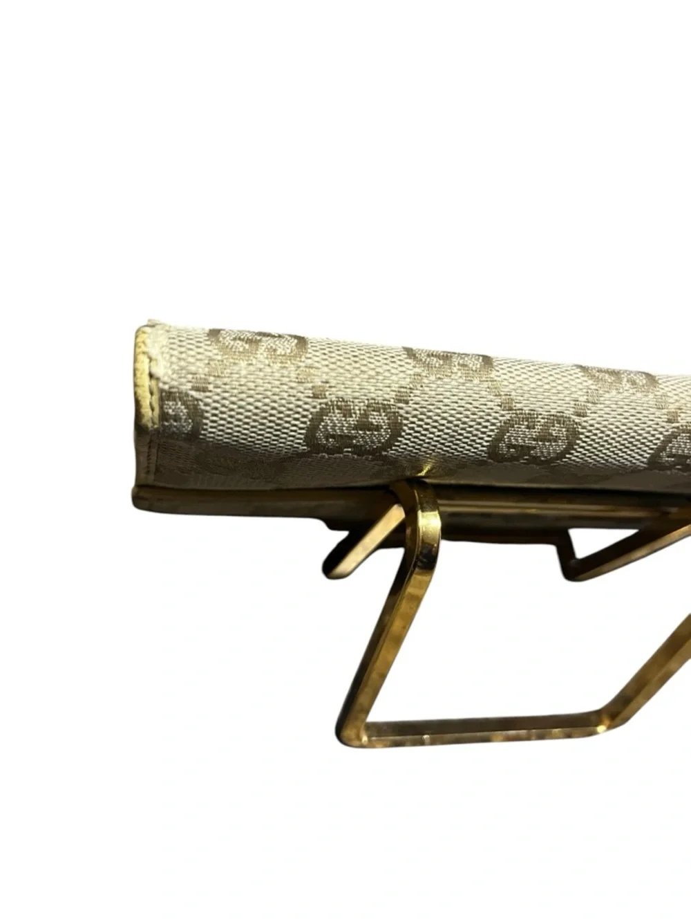 Gucci Beige Monogram GG Continental Wallet with Yellow Trim Authentic - Picture 8 of 11